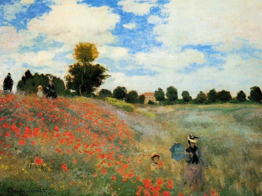 100% Handmade Oil Painting - The Poppy Field near Argenteuil