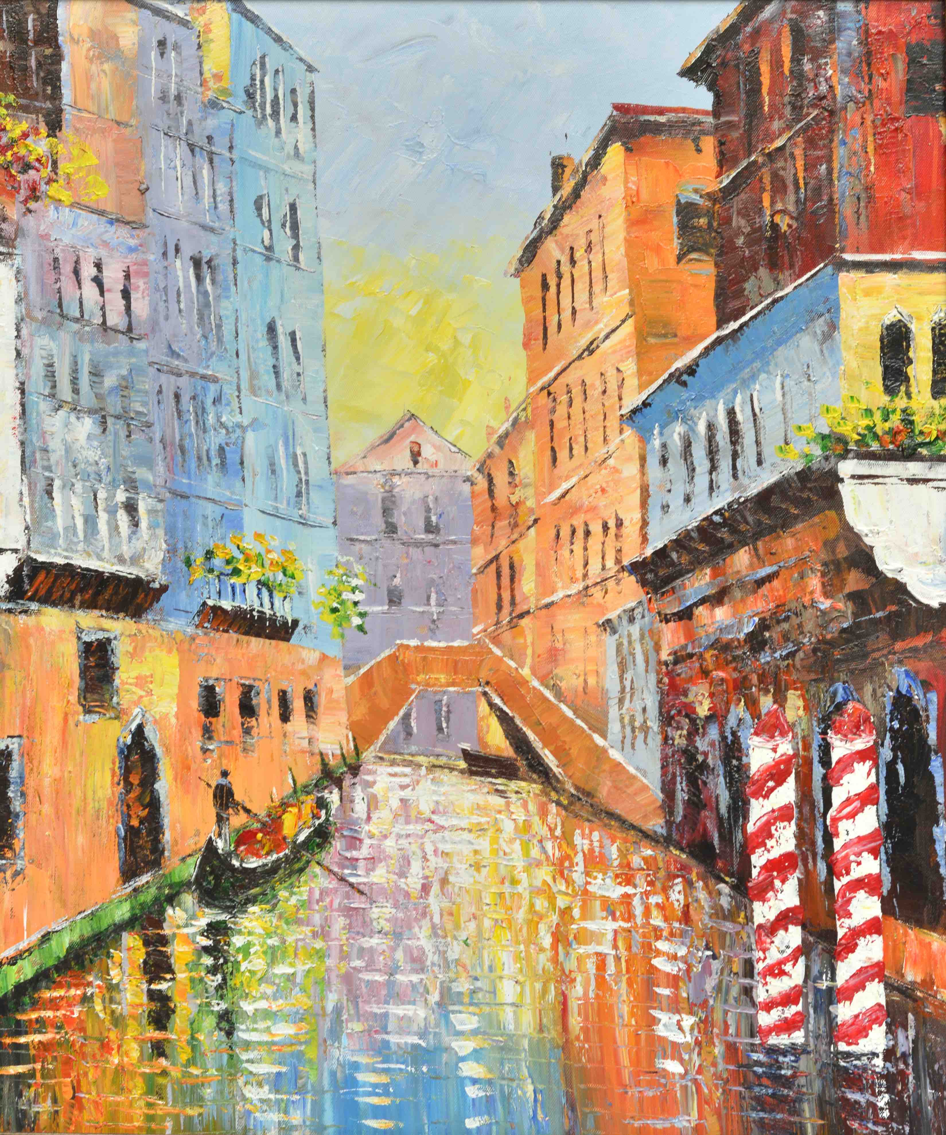 100% Handmade Oil Painting - Venetian Hues at Noon