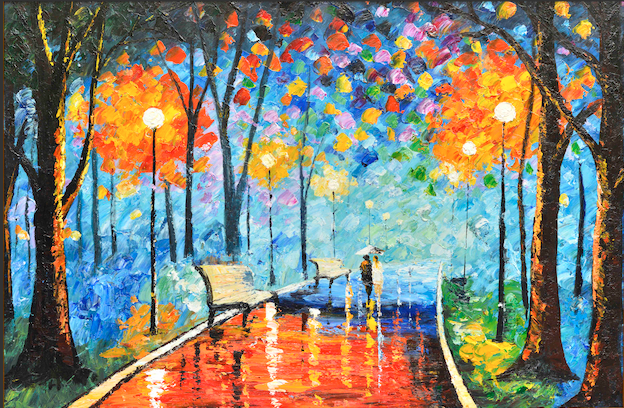 100% Handmade Oil Painting - Autumnal Rhapsody