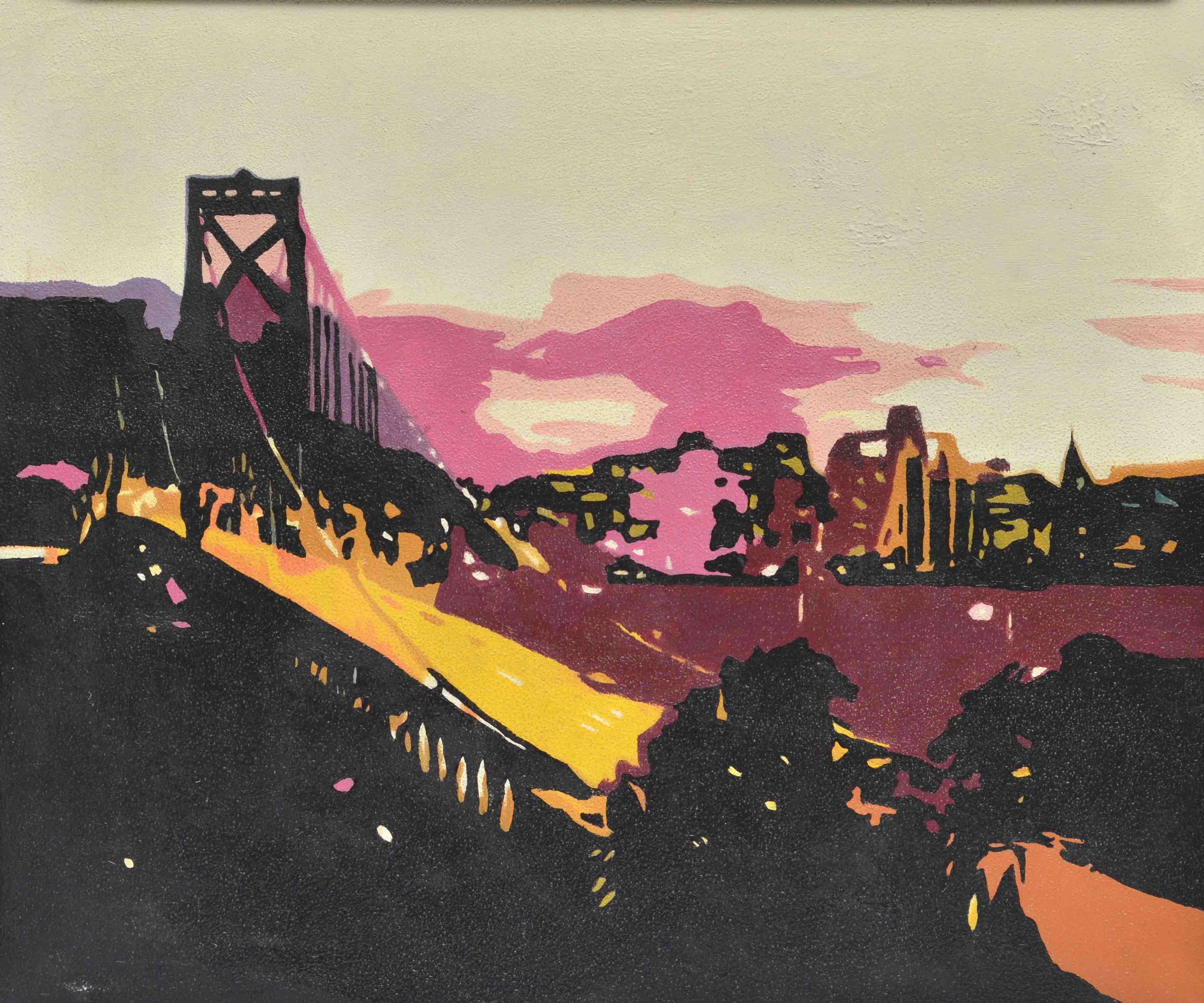 100% Handmade Oil Painting - Twilight Bridge