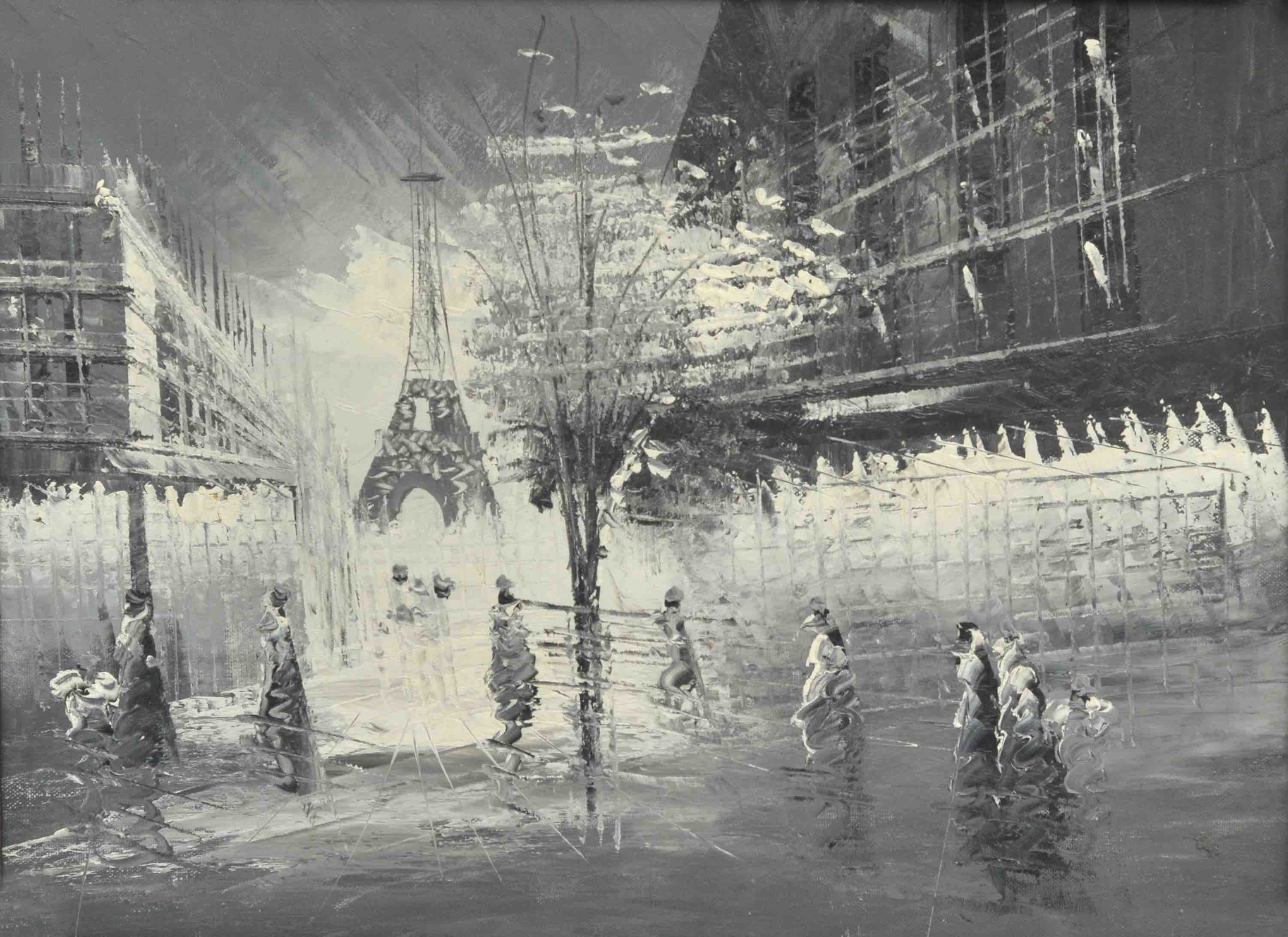 100% Handmade Oil Painting - Parisian Monochrome
