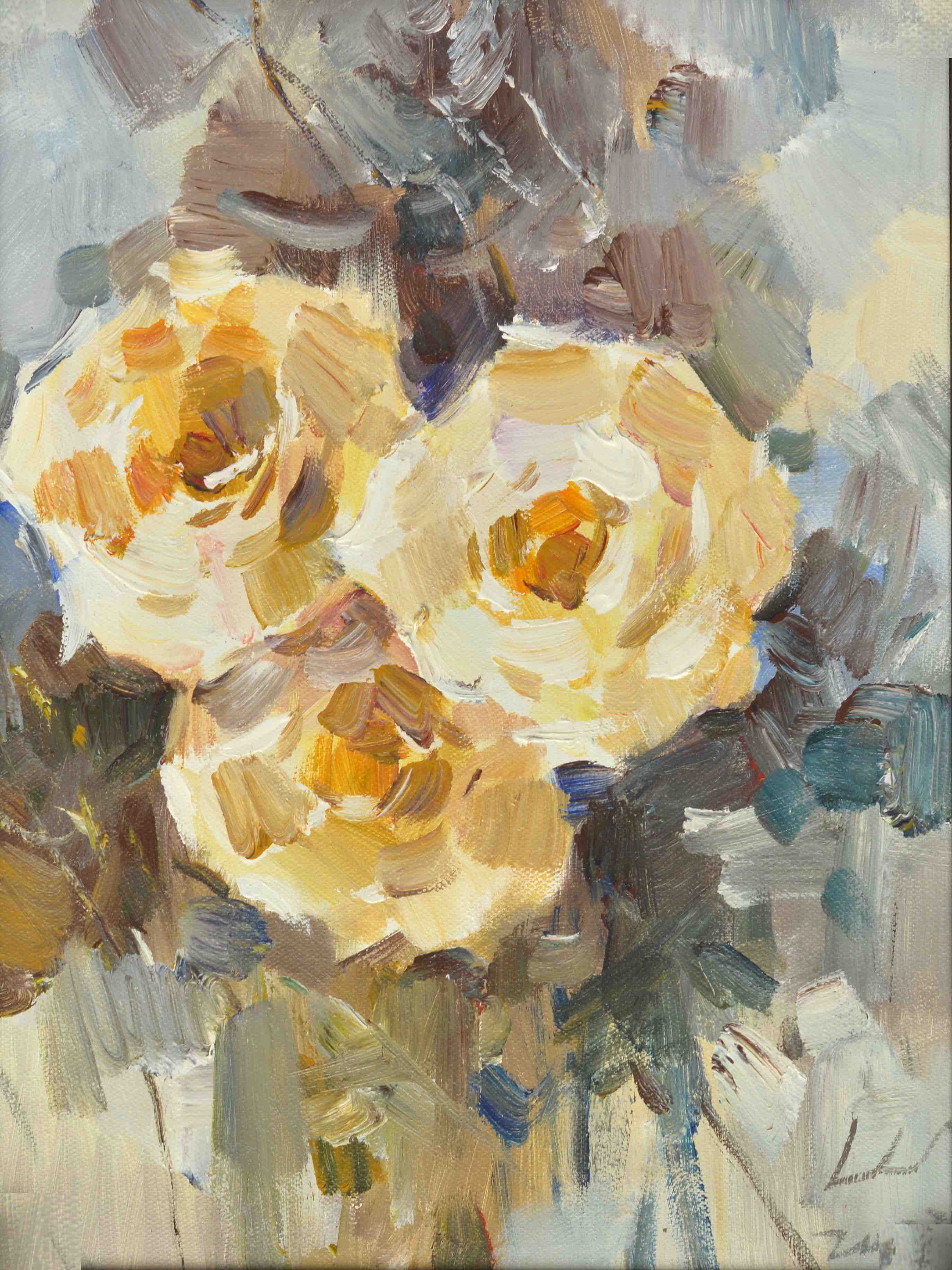 100% Handmade Oil Painting - Whispers of Gold