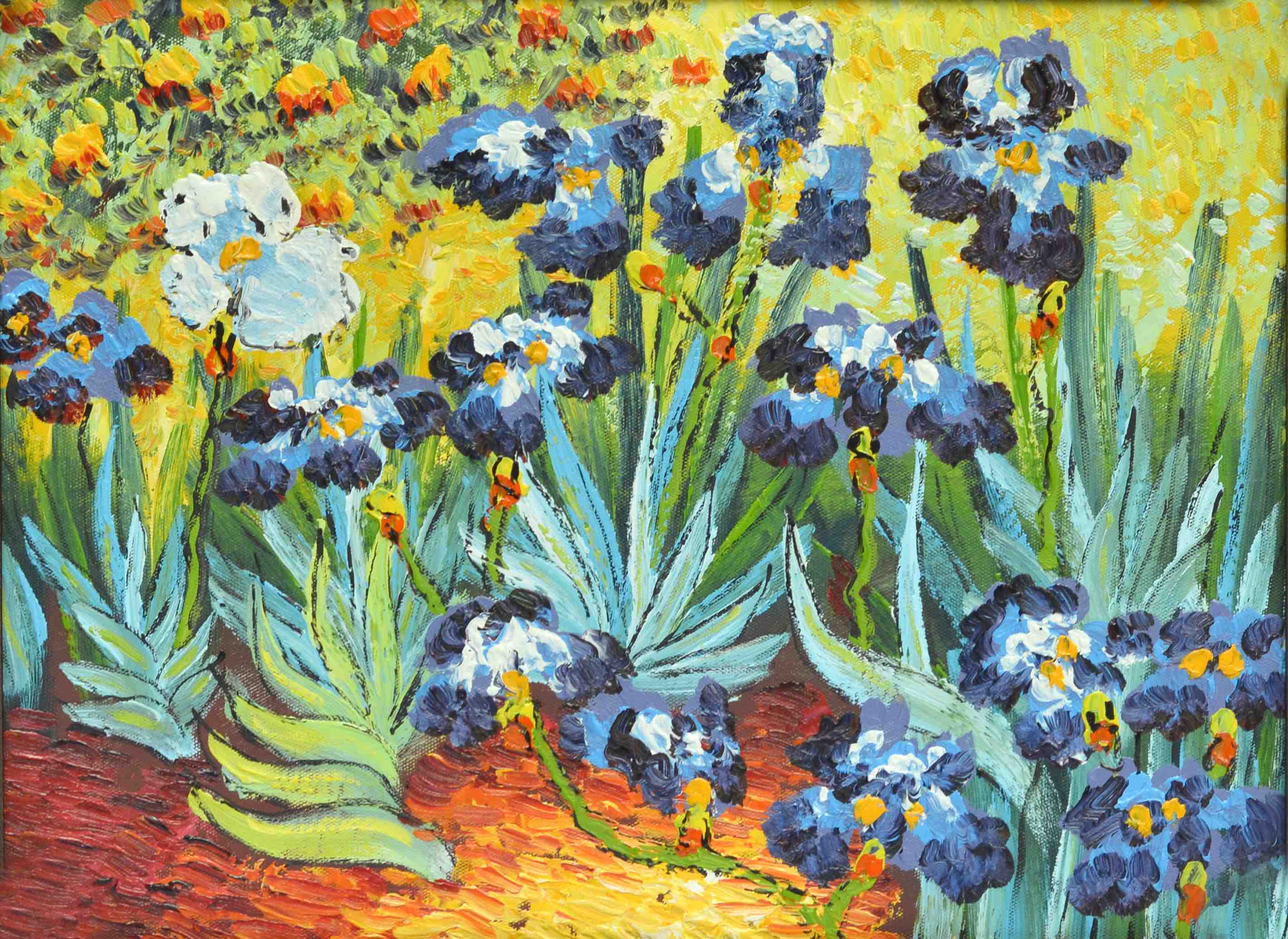 100% Handmade Oil Painting - Irises