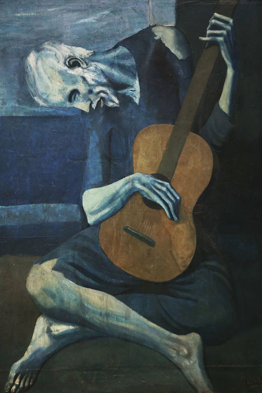 100% Handmade Oil Painting - The Old Guitarist