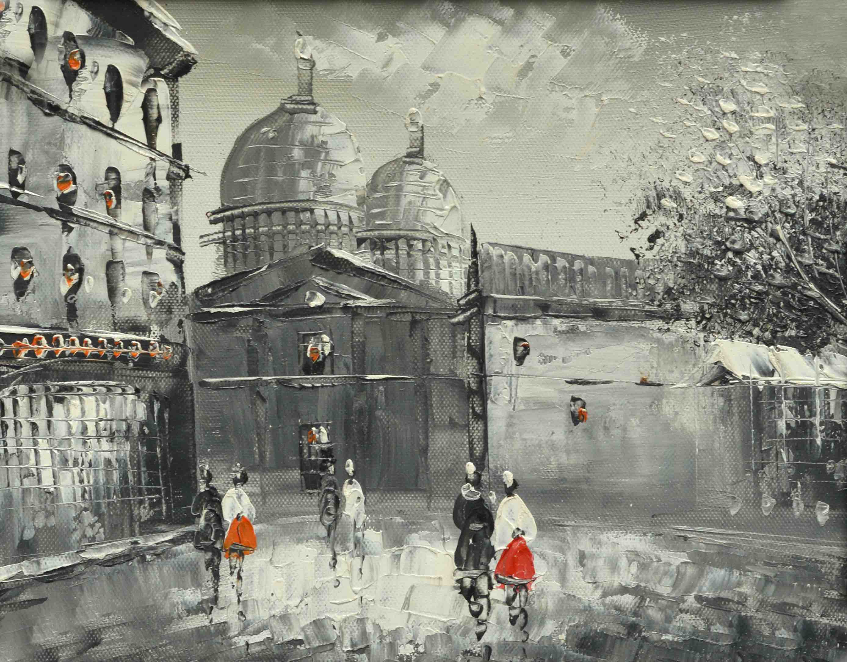 100% Handmade Oil Painting - Monochrome Monsoon