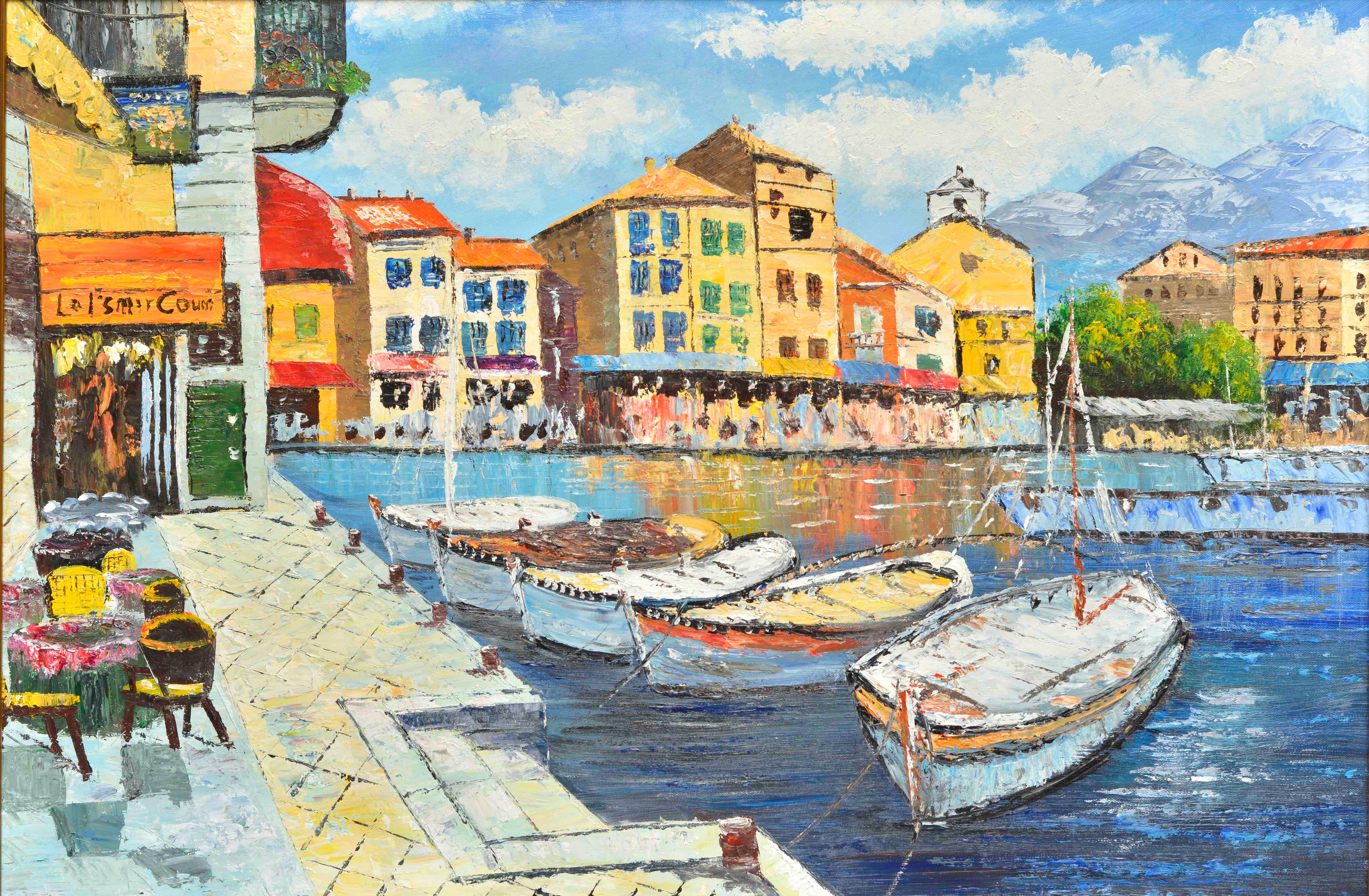 100% Handmade Oil Painting - Harbor Serenade