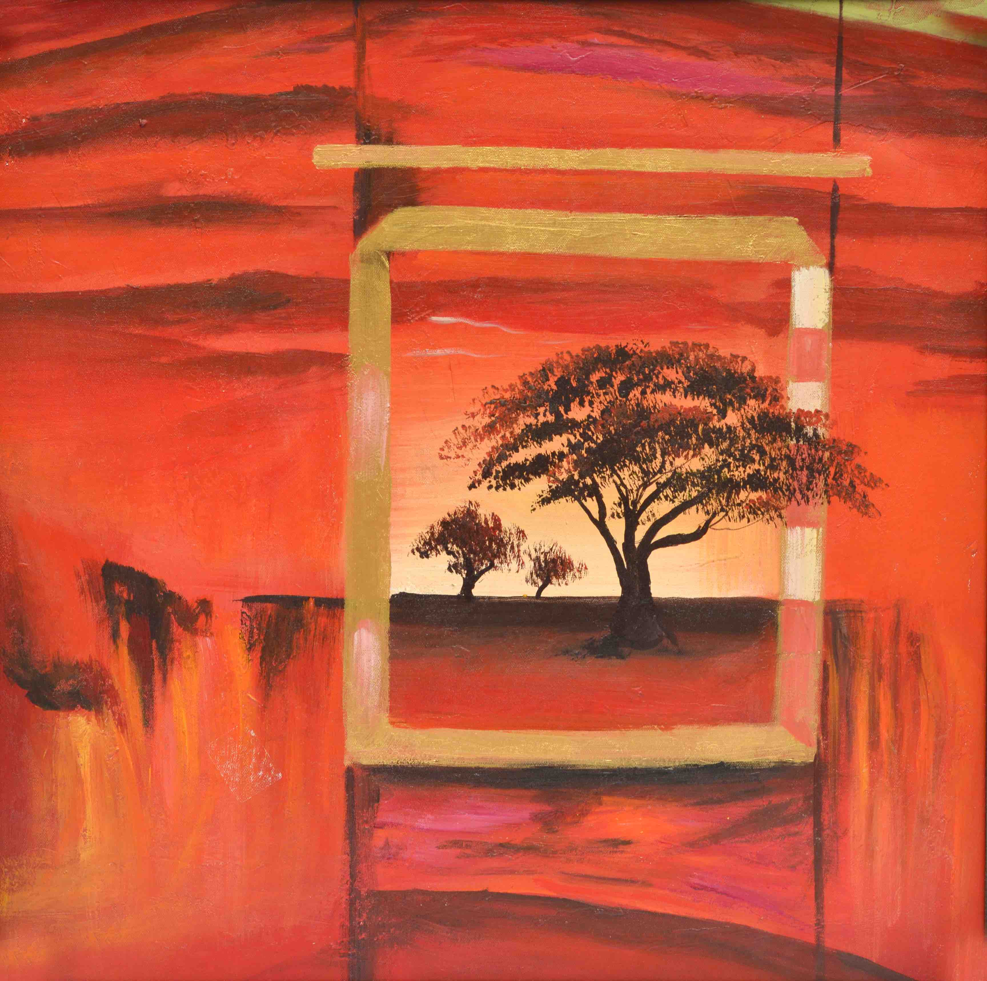100% Handmade Oil Painting - Crimson Threshold