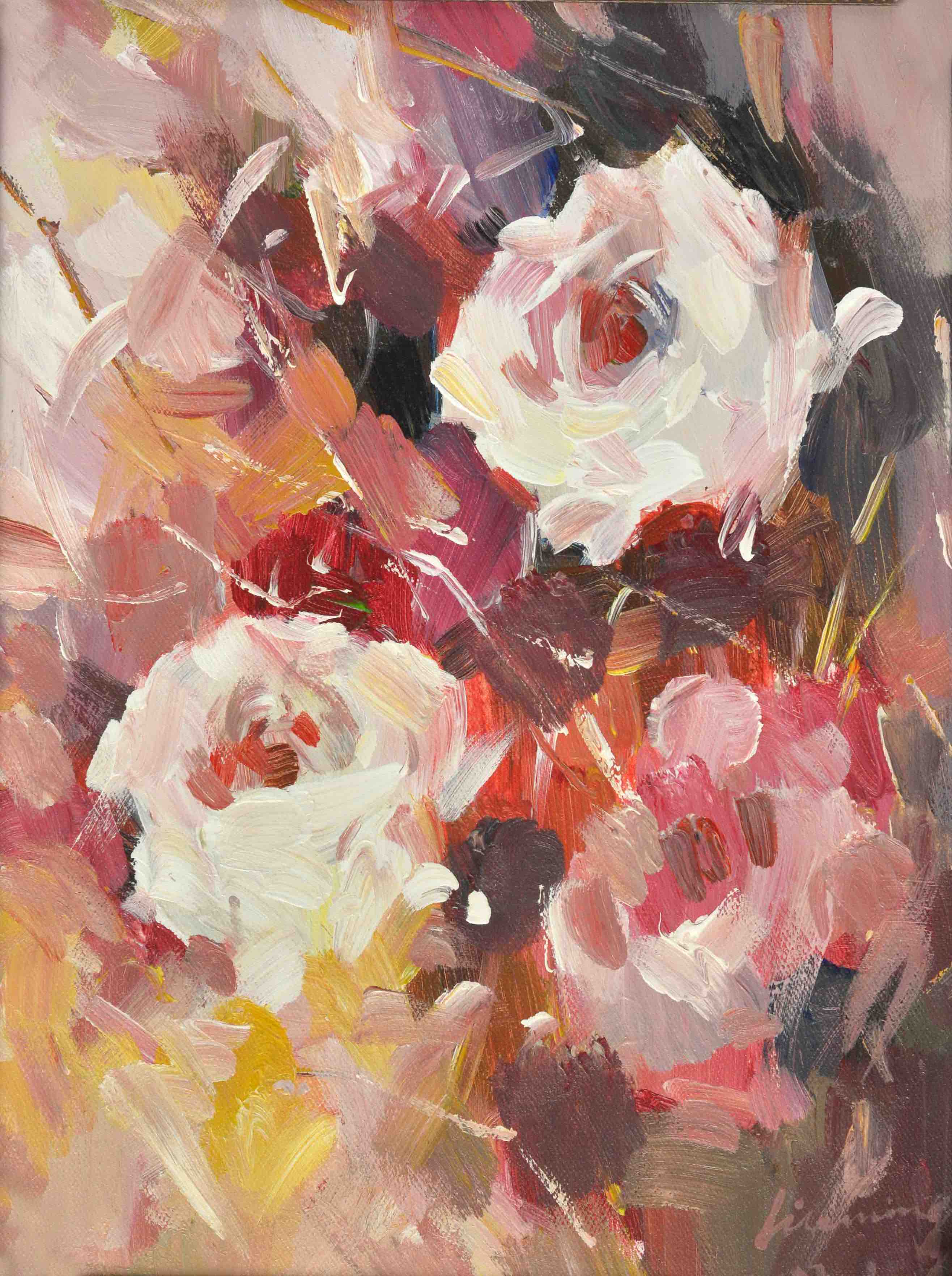 100% Handmade Oil Painting - Passionate Petals