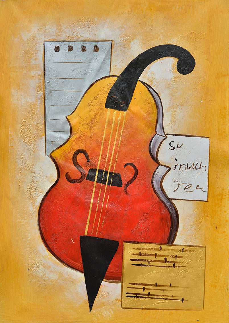 100% Handmade Oil Painting - Expressive Violin