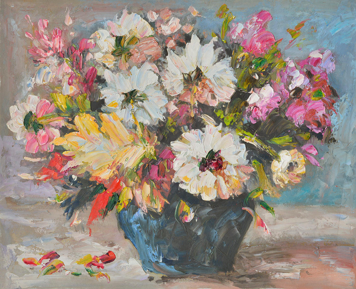 100% Handmade Oil Painting - Vibrant Bouquet