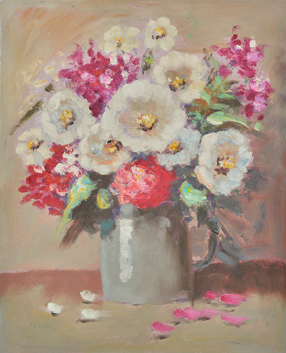 100% Handmade Oil Painting - Blossoming Elegance