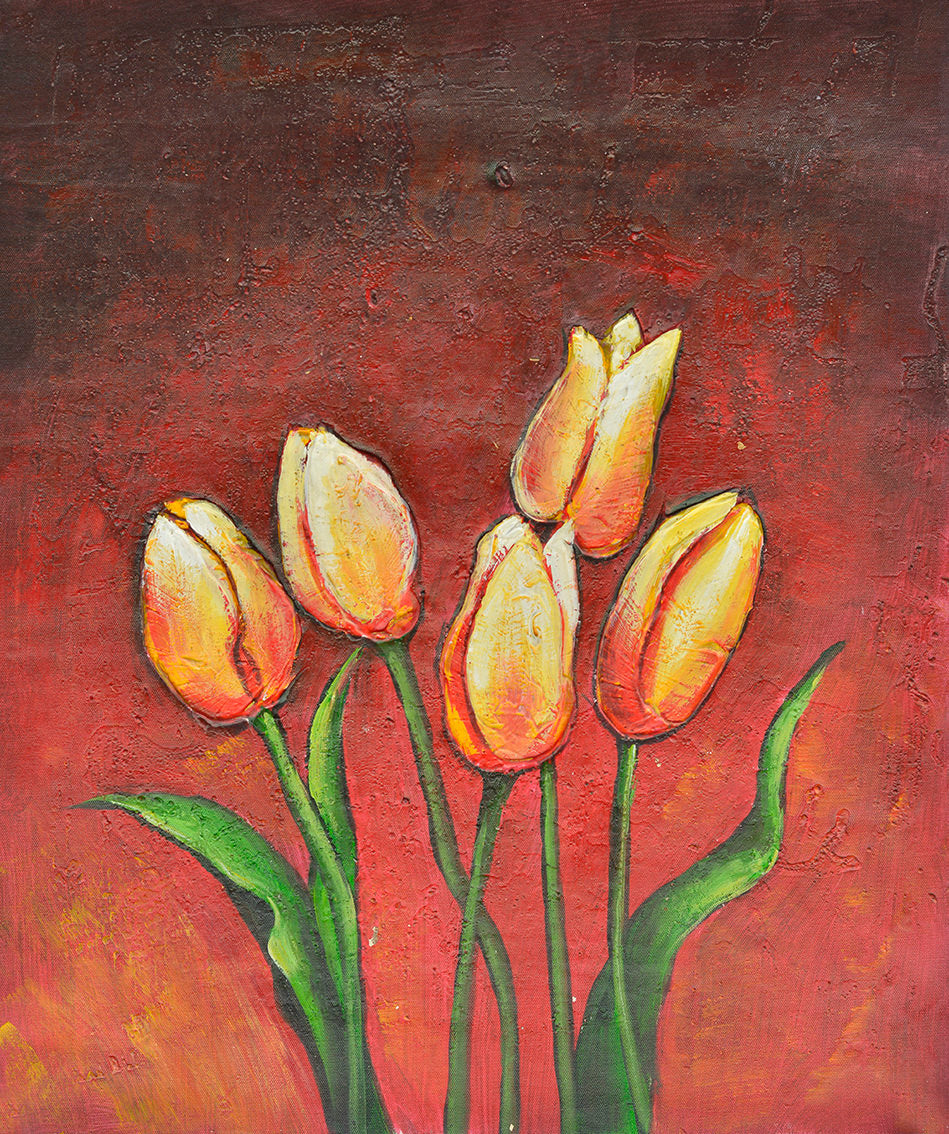 100% Handmade Oil Painting - Tulip Radiance