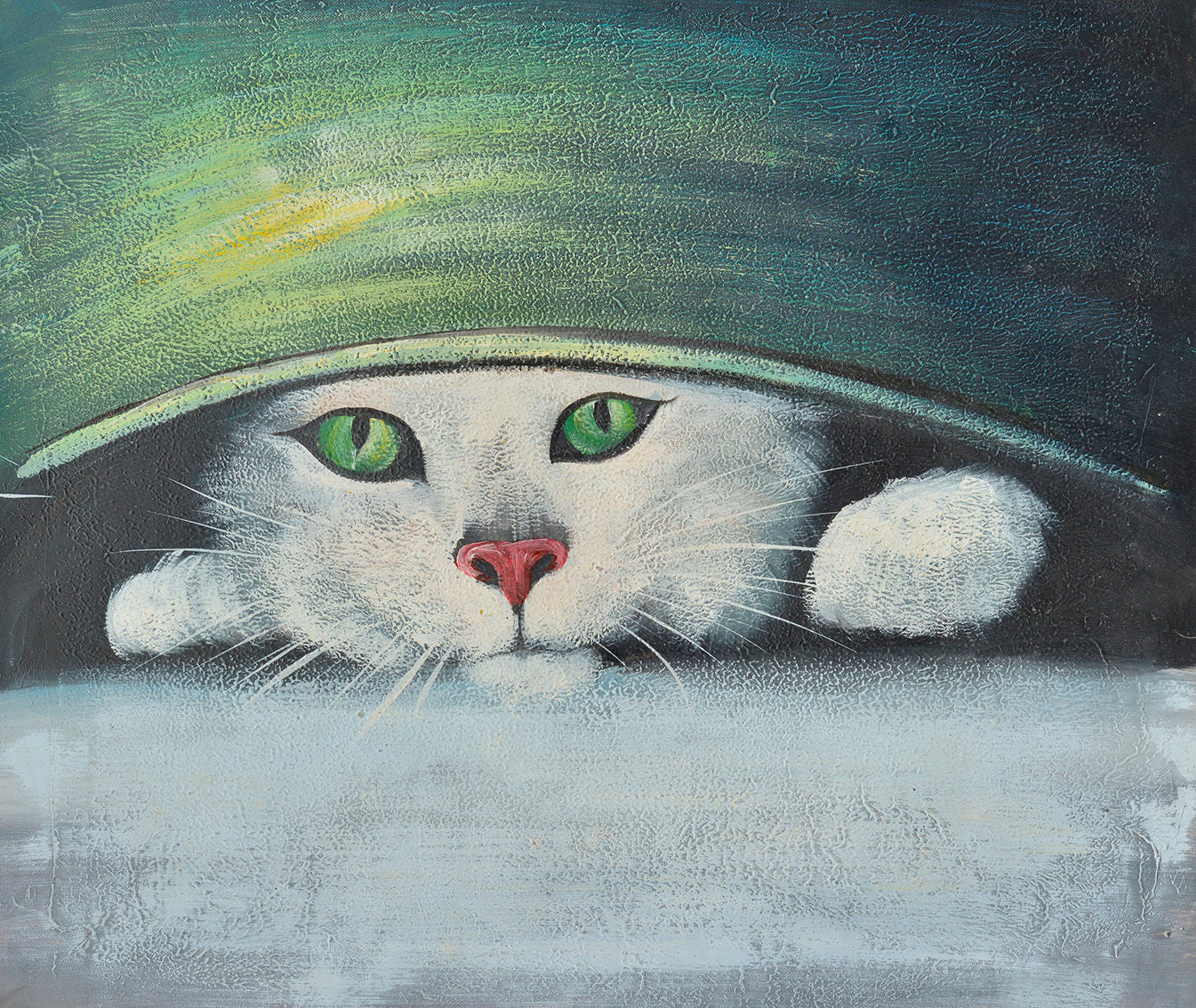 100% Handmade Oil Painting - Curious Cat