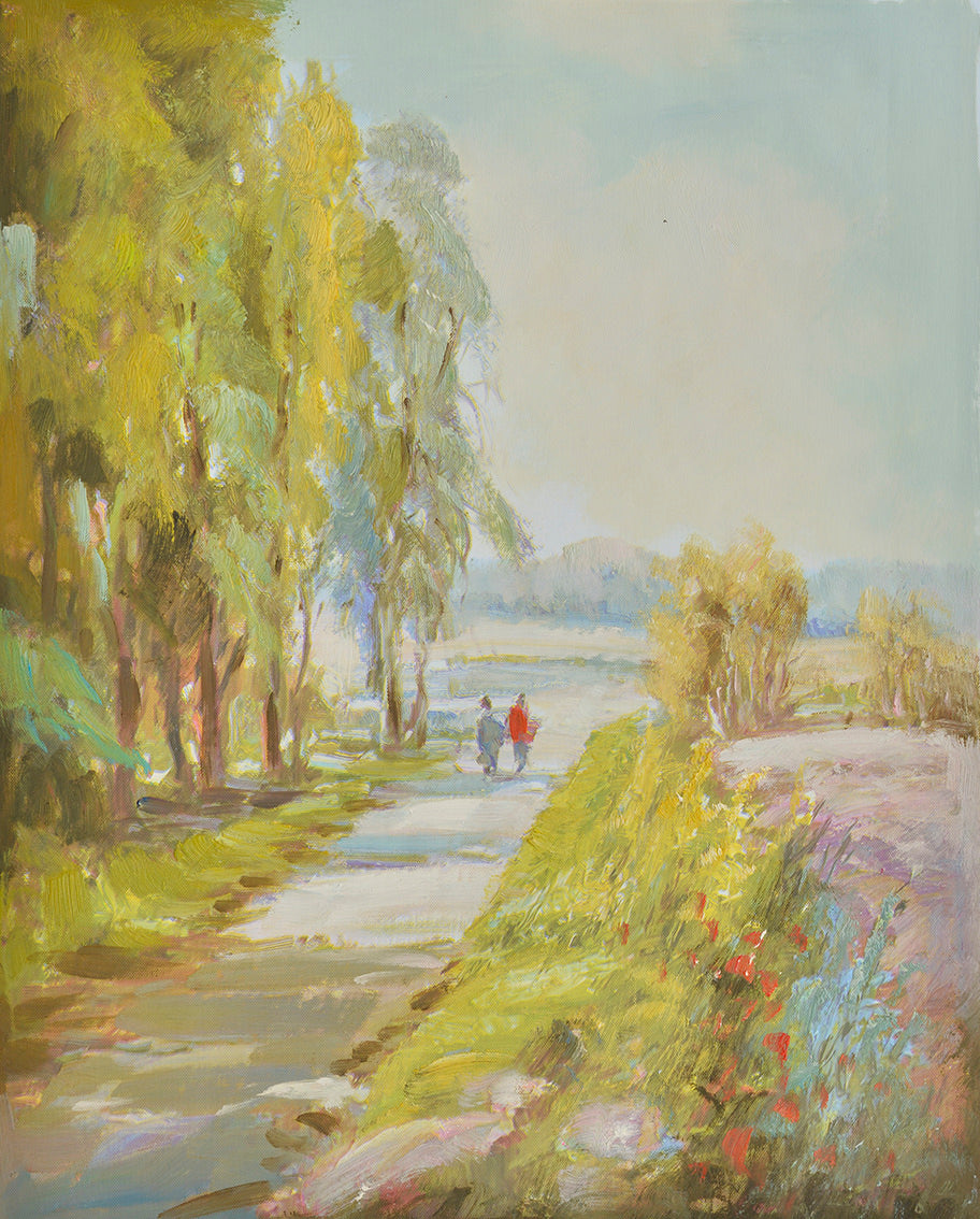 100% Handmade Oil Painting - Autumn Stroll