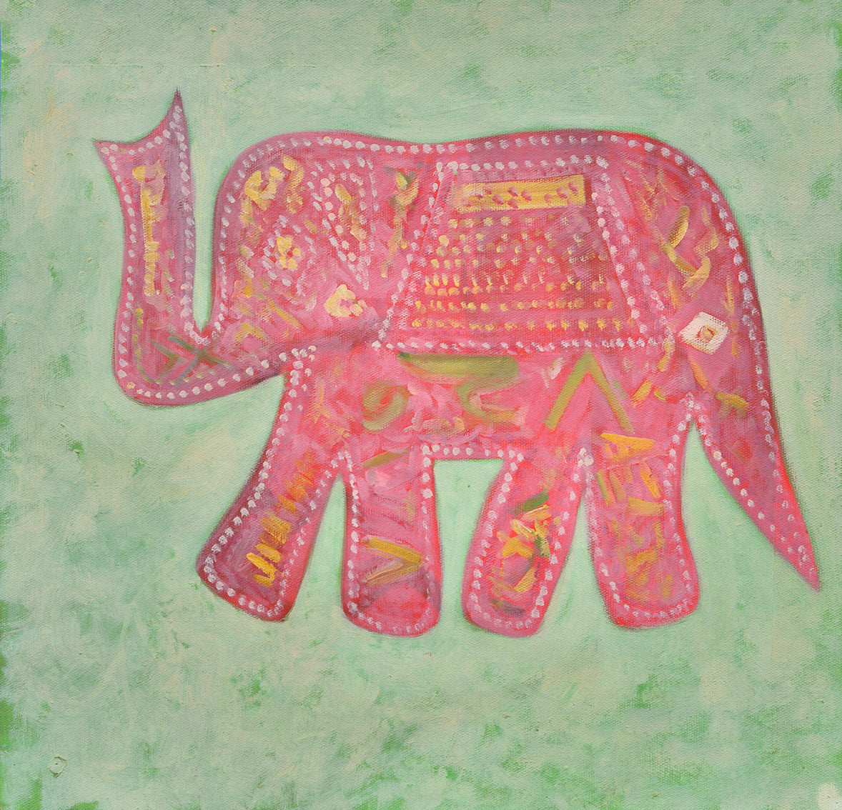 100% Handmade Oil Painting - Vibrant Elephant