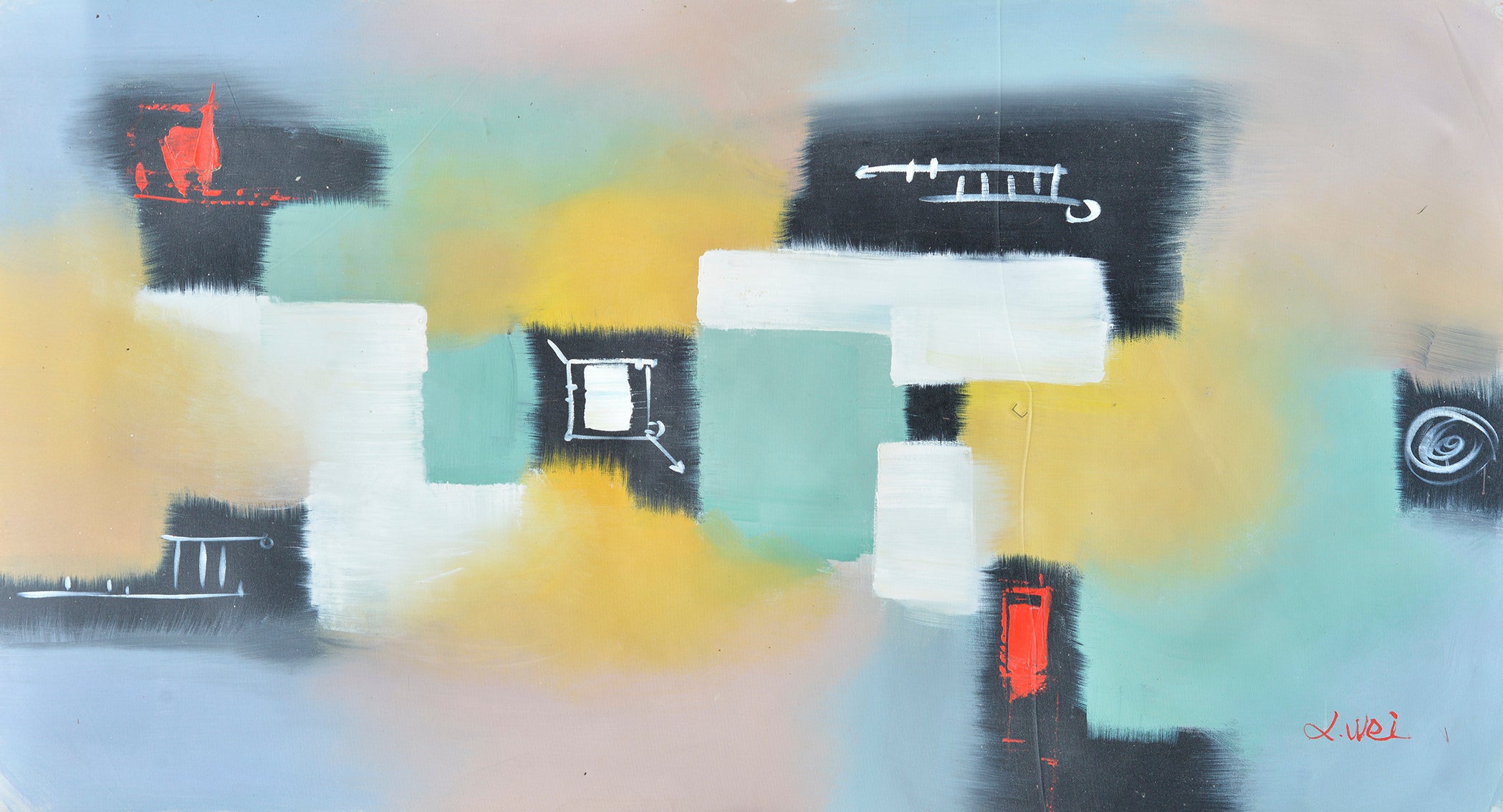 100% Handmade Oil Painting - Geometric Reverie
