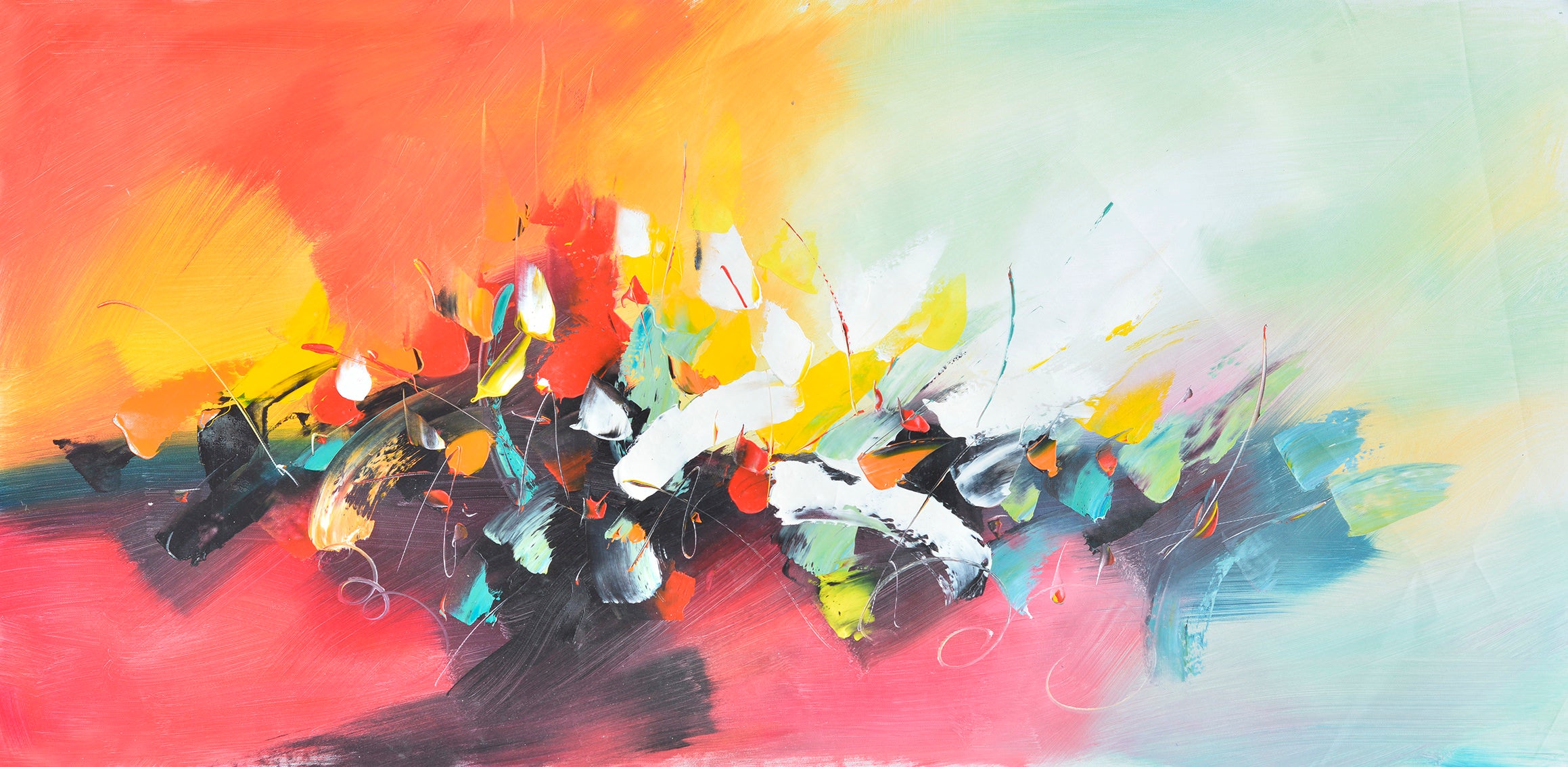 100% Handmade Oil Painting - Chromatic Eruption