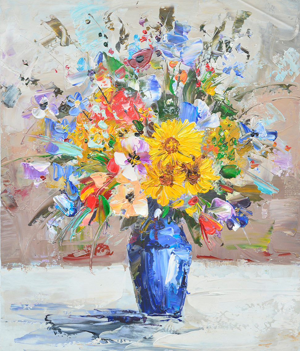 100% Handmade Oil Painting - Vibrant Floral Bouquet 2