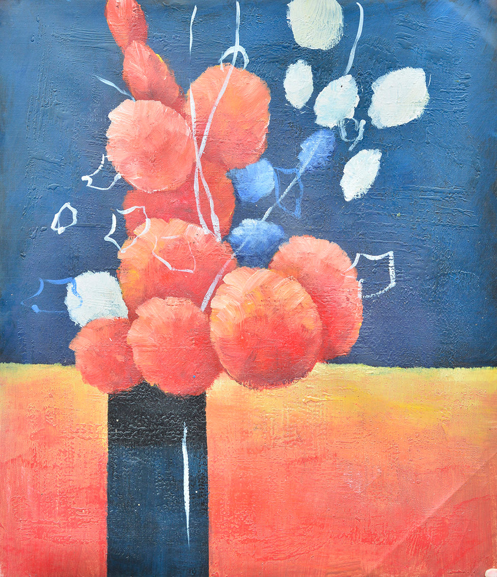 100% Handmade Oil Painting - Vibrant Abstract Florals