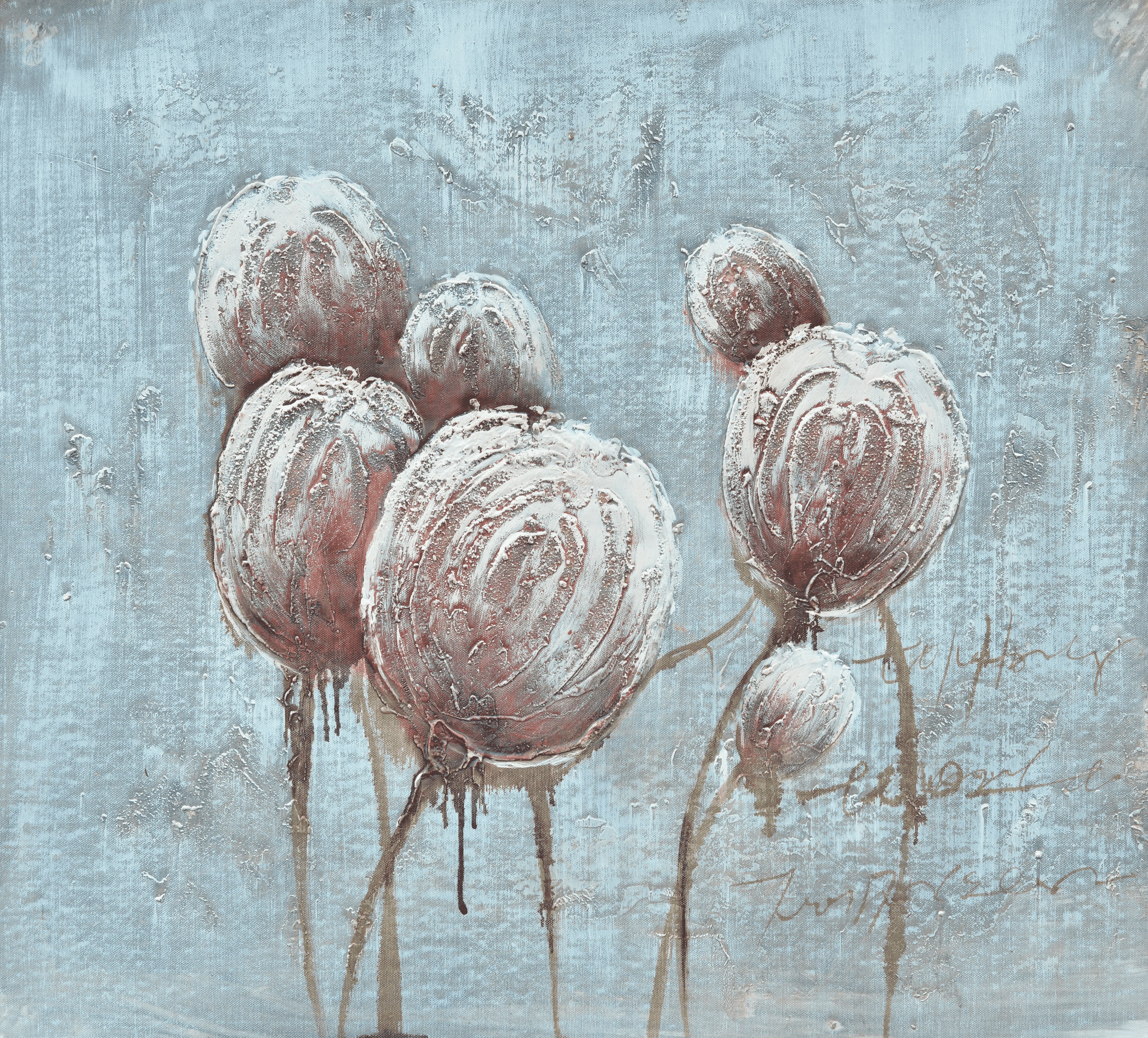 100% Handmade Oil Painting - Ethereal Floral Blossoms