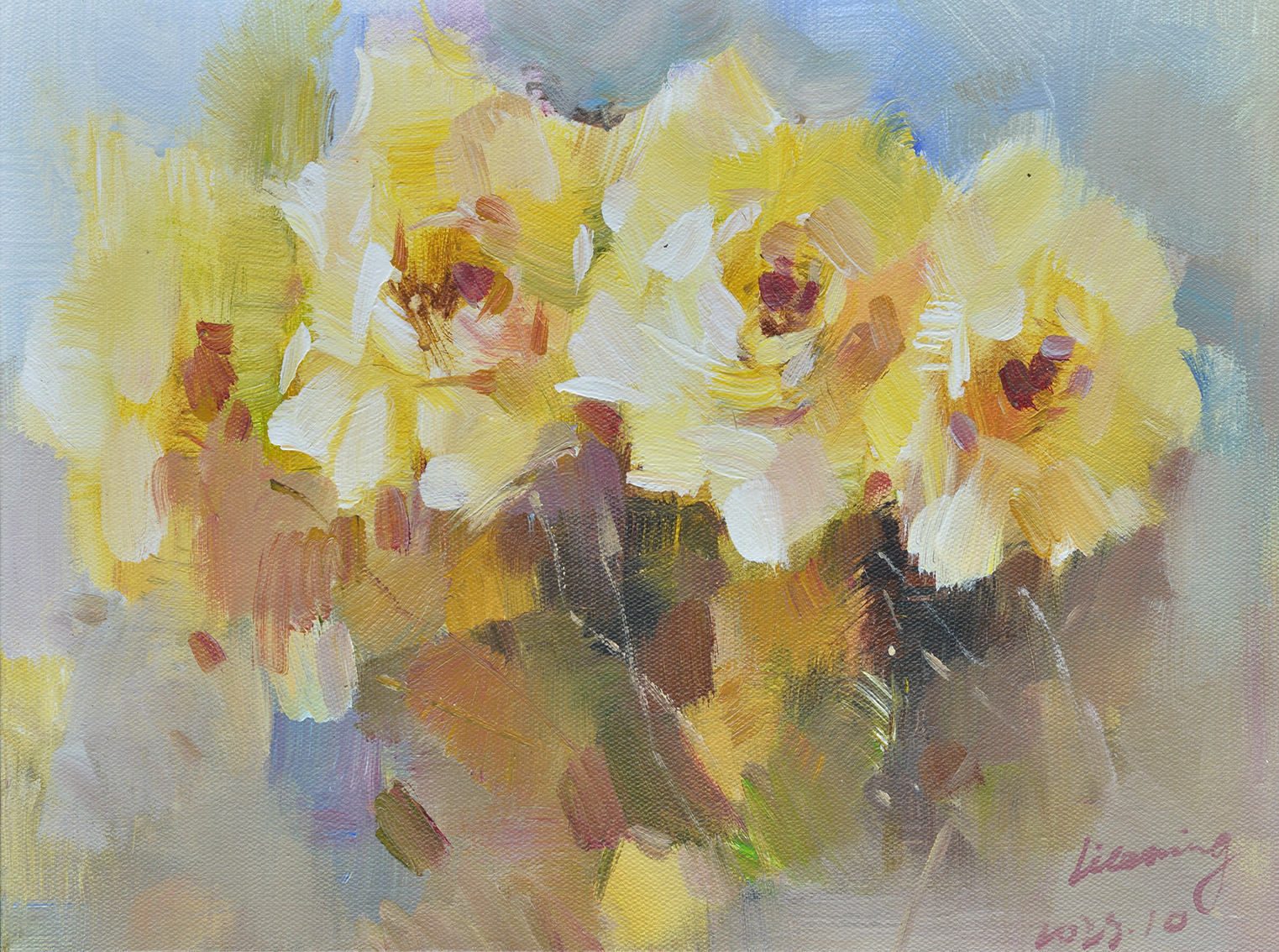 100% Handmade Oil Painting - Sunny Daffodils