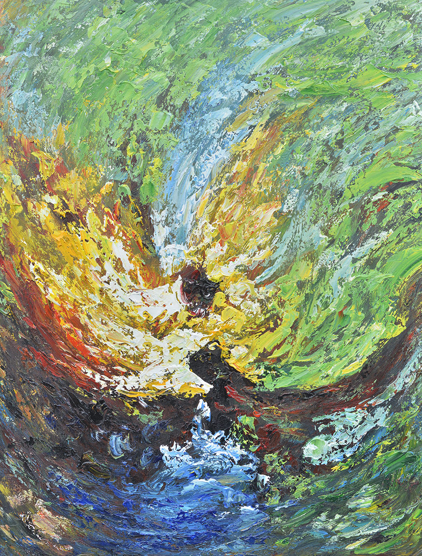 100% Handmade Oil Painting - Primal Eruption