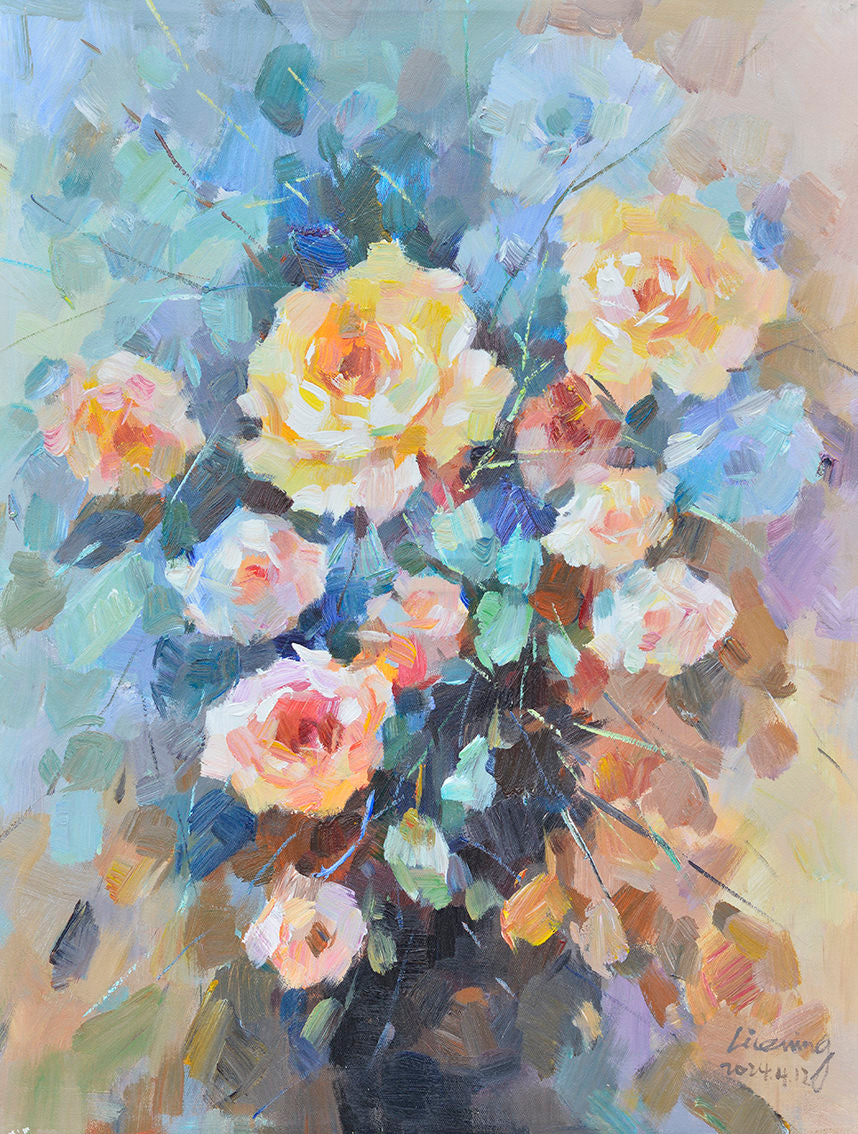 100% Handmade Oil Painting - Bouquet of Blossoms