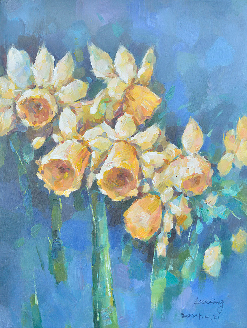 100% Handmade Oil Painting - Daffodil Delight