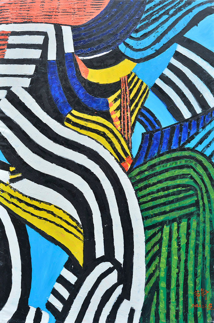 100% Handmade Oil Painting - Rhythmic Interplay