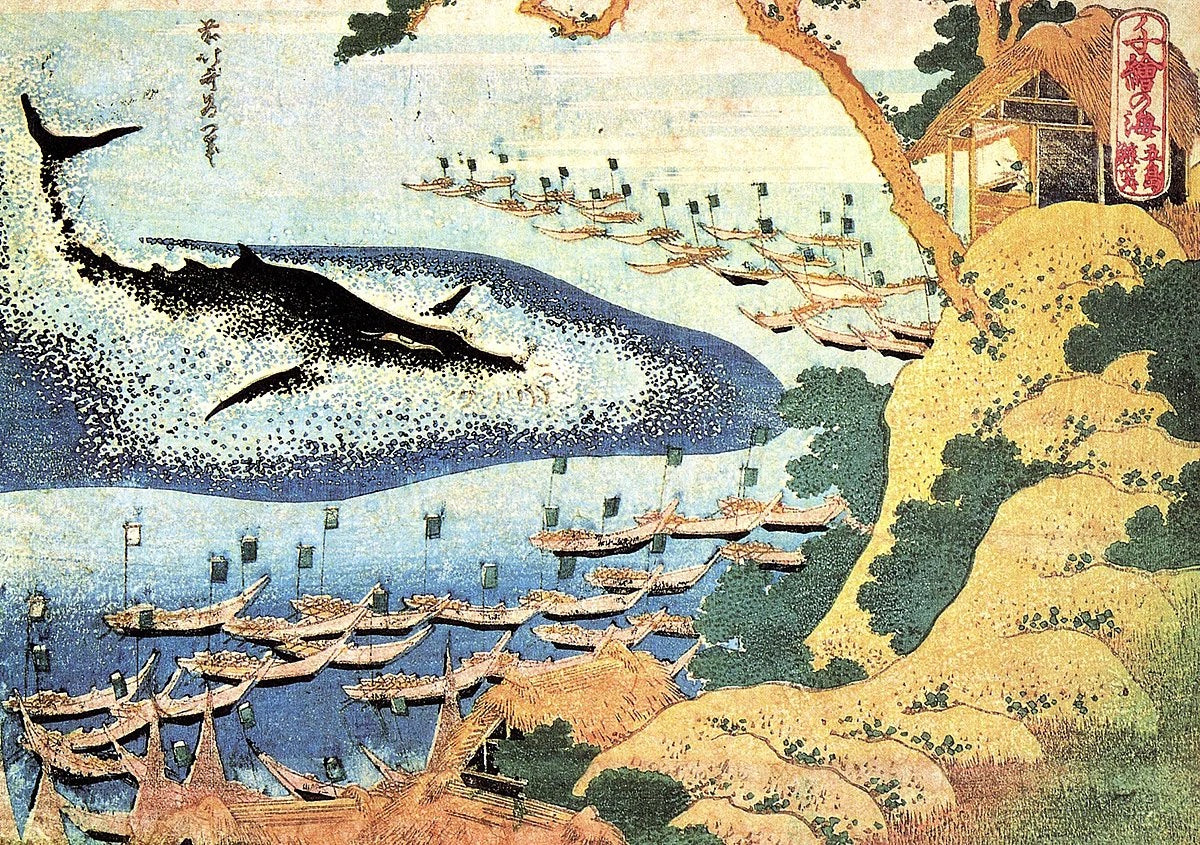 100% Handmade Oil Painting - "Whaling Off Gotō" from Oceans of Wisdom