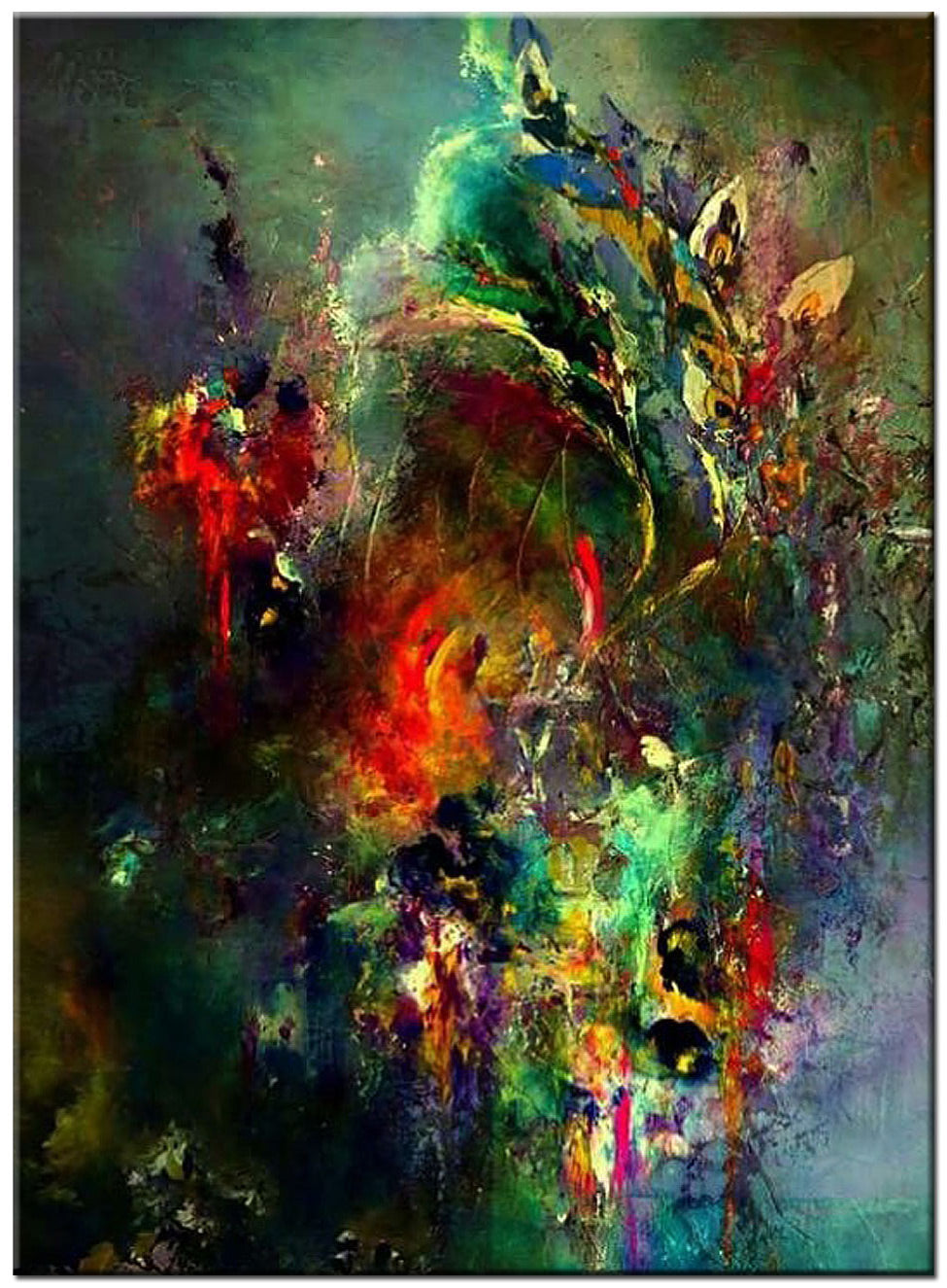 100% Handmade Oil Painting - Chromatic Symphony of Nature's Fury