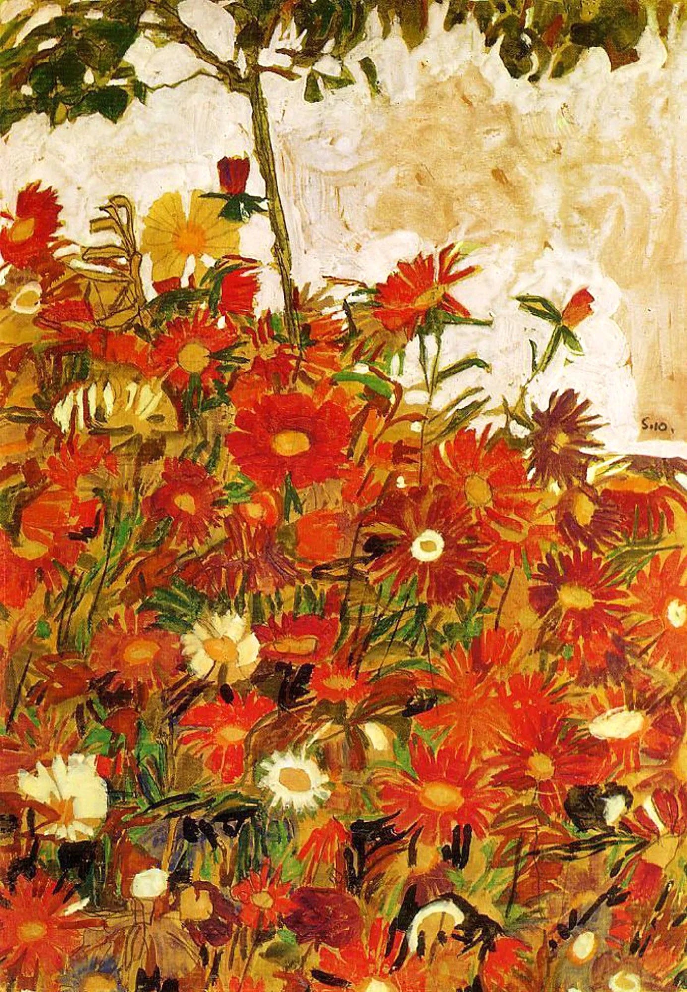 100% Handmade Oil Painting - Field of flowers