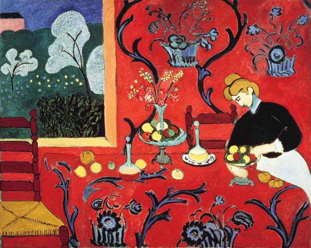 100% Handmade Oil Painting - Harmony in Red (The Red Room)
